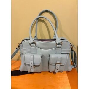 Johansen Camera Bag Light Blue Vegan Leather Satchel Handbag*** 1 Missing Buckle
